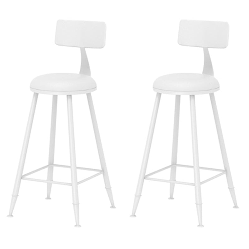 Leather Round Counter Chair Backrest Iron Modern Bar Stool for Coffee Shop White 2 Piece Set Bar Stool(30"H) Clearhalo 'Bar Furniture' 'Bar Stools' 'bar_stools' 'furn' 'furn_bar_stools' 'furniture_bar_stools' 'Kitchen & Dining Furniture' 'kitchen&dining_furn' 'kitchen' 'kitchen_furn' Furniture' 4185033