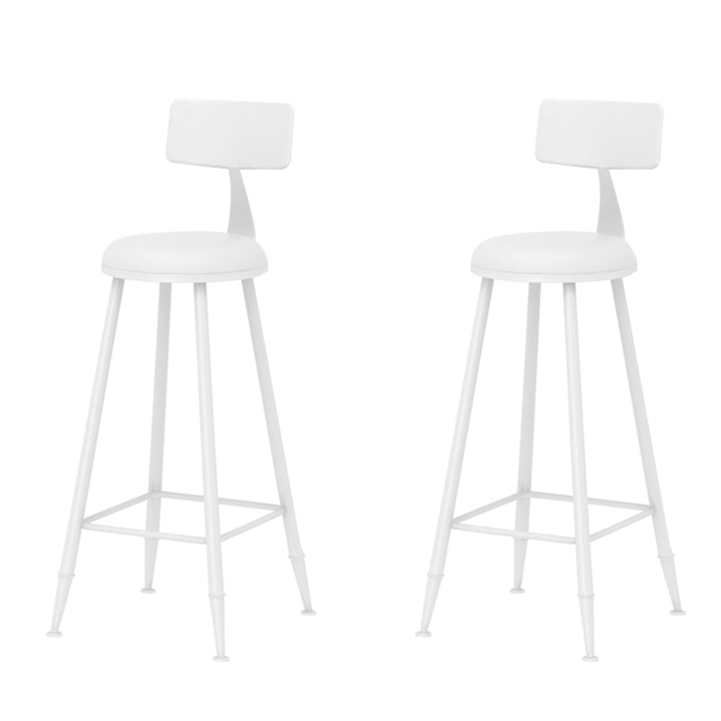 Leather Round Counter Chair Backrest Iron Modern Bar Stool for Coffee Shop White 2 Piece Set Counter Stool(26"H) Clearhalo 'Bar Furniture' 'Bar Stools' 'bar_stools' 'furn' 'furn_bar_stools' 'furniture_bar_stools' 'Kitchen & Dining Furniture' 'kitchen&dining_furn' 'kitchen' 'kitchen_furn' Furniture' 4185034