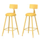 Leather Round Counter Chair Backrest Iron Modern Bar Stool for Coffee Shop Yellow 2 Piece Set Counter Stool(26"H) Clearhalo 'Bar Furniture' 'Bar Stools' 'bar_stools' 'furn' 'furn_bar_stools' 'furniture_bar_stools' 'Kitchen & Dining Furniture' 'kitchen&dining_furn' 'kitchen' 'kitchen_furn' Furniture' 4185041