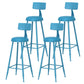 Leather Round Counter Chair Backrest Iron Modern Bar Stool for Coffee Shop Blue 4 Piece Set Bar Stool(30"H) Clearhalo 'Bar Furniture' 'Bar Stools' 'bar_stools' 'furn' 'furn_bar_stools' 'furniture_bar_stools' 'Kitchen & Dining Furniture' 'kitchen&dining_furn' 'kitchen' 'kitchen_furn' Furniture' 4185046
