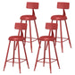 Leather Round Counter Chair Backrest Iron Modern Bar Stool for Coffee Shop Red 4 Piece Set Counter Stool(26"H) Clearhalo 'Bar Furniture' 'Bar Stools' 'bar_stools' 'furn' 'furn_bar_stools' 'furniture_bar_stools' 'Kitchen & Dining Furniture' 'kitchen&dining_furn' 'kitchen' 'kitchen_furn' Furniture' 4185047