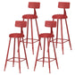 Leather Round Counter Chair Backrest Iron Modern Bar Stool for Coffee Shop Red 4 Piece Set Bar Stool(30"H) Clearhalo 'Bar Furniture' 'Bar Stools' 'bar_stools' 'furn' 'furn_bar_stools' 'furniture_bar_stools' 'Kitchen & Dining Furniture' 'kitchen&dining_furn' 'kitchen' 'kitchen_furn' Furniture' 4185048