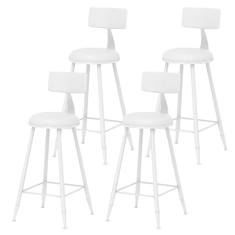Leather Round Counter Chair Backrest Iron Modern Bar Stool for Coffee Shop White 4 Piece Set Counter Stool(26"H) Clearhalo 'Bar Furniture' 'Bar Stools' 'bar_stools' 'furn' 'furn_bar_stools' 'furniture_bar_stools' 'Kitchen & Dining Furniture' 'kitchen&dining_furn' 'kitchen' 'kitchen_furn' Furniture' 4185049