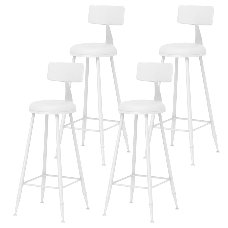 Leather Round Counter Chair Backrest Iron Modern Bar Stool for Coffee Shop White 4 Piece Set Bar Stool(30"H) Clearhalo 'Bar Furniture' 'Bar Stools' 'bar_stools' 'furn' 'furn_bar_stools' 'furniture_bar_stools' 'Kitchen & Dining Furniture' 'kitchen&dining_furn' 'kitchen' 'kitchen_furn' Furniture' 4185050
