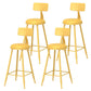 Leather Round Counter Chair Backrest Iron Modern Bar Stool for Coffee Shop Yellow 4 Piece Set Counter Stool(26"H) Clearhalo 'Bar Furniture' 'Bar Stools' 'bar_stools' 'furn' 'furn_bar_stools' 'furniture_bar_stools' 'Kitchen & Dining Furniture' 'kitchen&dining_furn' 'kitchen' 'kitchen_furn' Furniture' 4185051