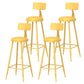 Leather Round Counter Chair Backrest Iron Modern Bar Stool for Coffee Shop Yellow 4 Piece Set Bar Stool(30"H) Clearhalo 'Bar Furniture' 'Bar Stools' 'bar_stools' 'furn' 'furn_bar_stools' 'furniture_bar_stools' 'Kitchen & Dining Furniture' 'kitchen&dining_furn' 'kitchen' 'kitchen_furn' Furniture' 4185052
