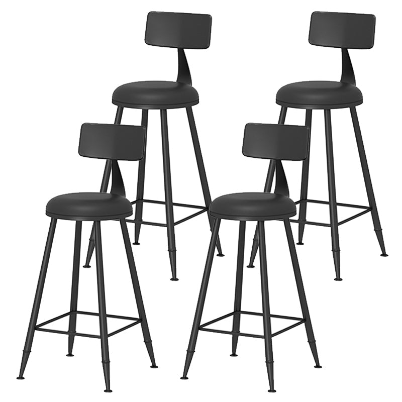 Leather Round Counter Chair Backrest Iron Modern Bar Stool for Coffee Shop Black 4 Piece Set Counter Stool(26"H) Clearhalo 'Bar Furniture' 'Bar Stools' 'bar_stools' 'furn' 'furn_bar_stools' 'furniture_bar_stools' 'Kitchen & Dining Furniture' 'kitchen&dining_furn' 'kitchen' 'kitchen_furn' Furniture' 4185053
