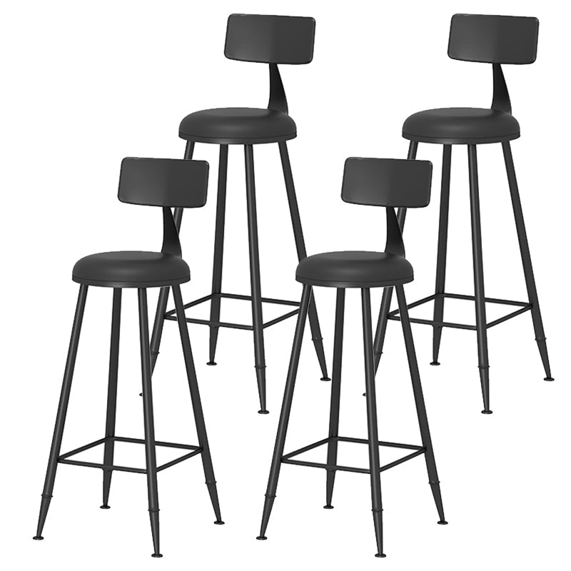 Leather Round Counter Chair Backrest Iron Modern Bar Stool for Coffee Shop Black 4 Piece Set Bar Stool(30"H) Clearhalo 'Bar Furniture' 'Bar Stools' 'bar_stools' 'furn' 'furn_bar_stools' 'furniture_bar_stools' 'Kitchen & Dining Furniture' 'kitchen&dining_furn' 'kitchen' 'kitchen_furn' Furniture' 4185054