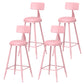 Leather Round Counter Chair Backrest Iron Modern Bar Stool for Coffee Shop Pink 4 Piece Set Counter Stool(26"H) Clearhalo 'Bar Furniture' 'Bar Stools' 'bar_stools' 'furn' 'furn_bar_stools' 'furniture_bar_stools' 'Kitchen & Dining Furniture' 'kitchen&dining_furn' 'kitchen' 'kitchen_furn' Furniture' 4185055