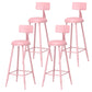 Leather Round Counter Chair Backrest Iron Modern Bar Stool for Coffee Shop Pink 4 Piece Set Bar Stool(30"H) Clearhalo 'Bar Furniture' 'Bar Stools' 'bar_stools' 'furn' 'furn_bar_stools' 'furniture_bar_stools' 'Kitchen & Dining Furniture' 'kitchen&dining_furn' 'kitchen' 'kitchen_furn' Furniture' 4185056