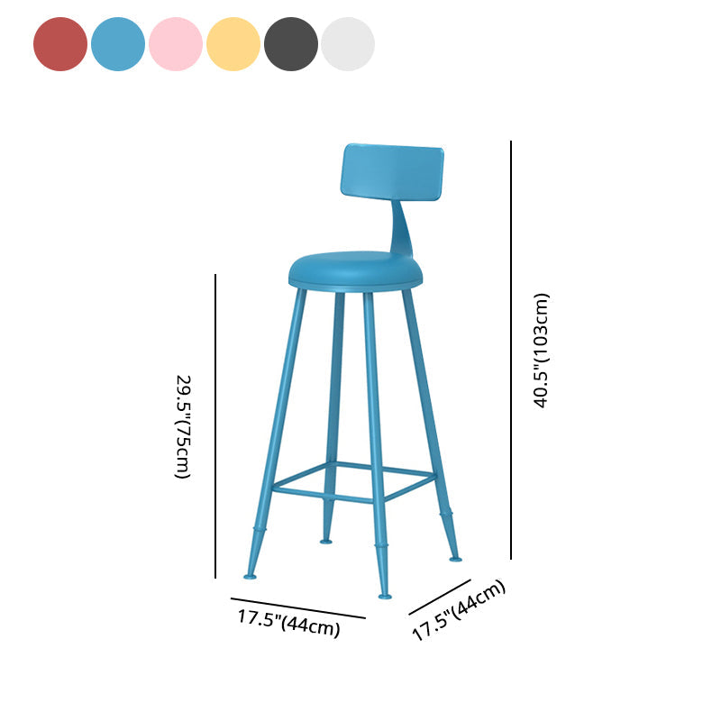 Leather Round Counter Chair Backrest Iron Modern Bar Stool for Coffee Shop Clearhalo 'Bar Furniture' 'Bar Stools' 'bar_stools' 'furn' 'furn_bar_stools' 'furniture_bar_stools' 'Kitchen & Dining Furniture' 'kitchen&dining_furn' 'kitchen' 'kitchen_furn' Furniture' 4185058