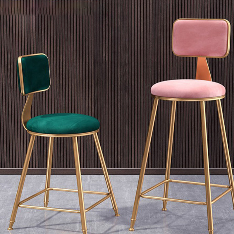 Glam Backrest Armless Counter Stool Iron Cafe Bar Stool with Suede Cushion Clearhalo 'Bar Furniture' 'Bar Stools' 'bar_stools' 'furn' 'furn_bar_stools' 'furniture_bar_stools' 'Kitchen & Dining Furniture' 'kitchen&dining_furn' 'kitchen' 'kitchen_furn' Furniture' 4185059