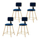 Glam Backrest Armless Counter Stool Iron Cafe Bar Stool with Suede Cushion Blue 4 Piece Set Short Stool(18"H) Clearhalo 'Bar Furniture' 'Bar Stools' 'bar_stools' 'furn' 'furn_bar_stools' 'furniture_bar_stools' 'Kitchen & Dining Furniture' 'kitchen&dining_furn' 'kitchen' 'kitchen_furn' Furniture' 4185060