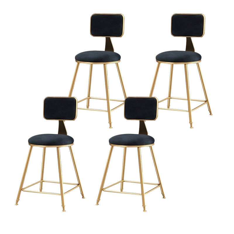 Glam Backrest Armless Counter Stool Iron Cafe Bar Stool with Suede Cushion Black 4 Piece Set Short Stool(18"H) Clearhalo 'Bar Furniture' 'Bar Stools' 'bar_stools' 'furn' 'furn_bar_stools' 'furniture_bar_stools' 'Kitchen & Dining Furniture' 'kitchen&dining_furn' 'kitchen' 'kitchen_furn' Furniture' 4185062