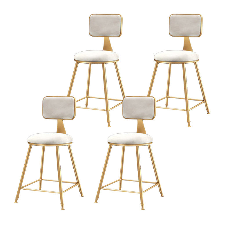Glam Backrest Armless Counter Stool Iron Cafe Bar Stool with Suede Cushion White 4 Piece Set Short Stool(18"H) Clearhalo 'Bar Furniture' 'Bar Stools' 'bar_stools' 'furn' 'furn_bar_stools' 'furniture_bar_stools' 'Kitchen & Dining Furniture' 'kitchen&dining_furn' 'kitchen' 'kitchen_furn' Furniture' 4185065