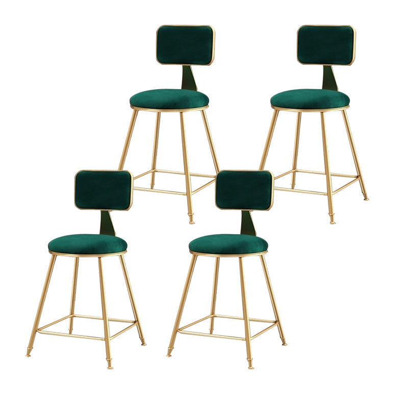 Glam Backrest Armless Counter Stool Iron Cafe Bar Stool with Suede Cushion Green 4 Piece Set Short Stool(18"H) Clearhalo 'Bar Furniture' 'Bar Stools' 'bar_stools' 'furn' 'furn_bar_stools' 'furniture_bar_stools' 'Kitchen & Dining Furniture' 'kitchen&dining_furn' 'kitchen' 'kitchen_furn' Furniture' 4185067