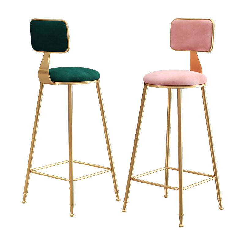 Glam Backrest Armless Counter Stool Iron Cafe Bar Stool with Suede Cushion Clearhalo 'Bar Furniture' 'Bar Stools' 'bar_stools' 'furn' 'furn_bar_stools' 'furniture_bar_stools' 'Kitchen & Dining Furniture' 'kitchen&dining_furn' 'kitchen' 'kitchen_furn' Furniture' 4185068