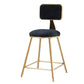 Glam Backrest Armless Counter Stool Iron Cafe Bar Stool with Suede Cushion Black 1 Piece Short Stool(18"H) Clearhalo 'Bar Furniture' 'Bar Stools' 'bar_stools' 'furn' 'furn_bar_stools' 'furniture_bar_stools' 'Kitchen & Dining Furniture' 'kitchen&dining_furn' 'kitchen' 'kitchen_furn' Furniture' 4185071