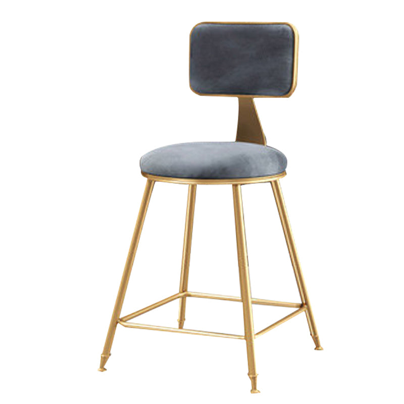 Glam Backrest Armless Counter Stool Iron Cafe Bar Stool with Suede Cushion Gray 1 Piece Short Stool(18"H) Clearhalo 'Bar Furniture' 'Bar Stools' 'bar_stools' 'furn' 'furn_bar_stools' 'furniture_bar_stools' 'Kitchen & Dining Furniture' 'kitchen&dining_furn' 'kitchen' 'kitchen_furn' Furniture' 4185073
