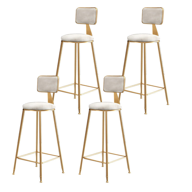 Glam Backrest Armless Counter Stool Iron Cafe Bar Stool with Suede Cushion White 4 Piece Set Counter Stool(26"H) Clearhalo 'Bar Furniture' 'Bar Stools' 'bar_stools' 'furn' 'furn_bar_stools' 'furniture_bar_stools' 'Kitchen & Dining Furniture' 'kitchen&dining_furn' 'kitchen' 'kitchen_furn' Furniture' 4185074
