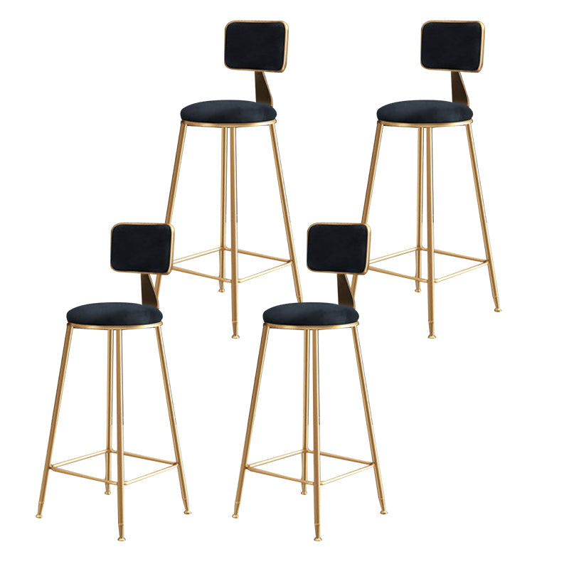 Glam Backrest Armless Counter Stool Iron Cafe Bar Stool with Suede Cushion Black 4 Piece Set Counter Stool(26"H) Clearhalo 'Bar Furniture' 'Bar Stools' 'bar_stools' 'furn' 'furn_bar_stools' 'furniture_bar_stools' 'Kitchen & Dining Furniture' 'kitchen&dining_furn' 'kitchen' 'kitchen_furn' Furniture' 4185077