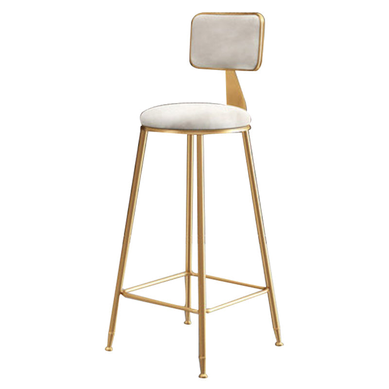 Glam Backrest Armless Counter Stool Iron Cafe Bar Stool with Suede Cushion White 1 Piece Counter Stool(26"H) Clearhalo 'Bar Furniture' 'Bar Stools' 'bar_stools' 'furn' 'furn_bar_stools' 'furniture_bar_stools' 'Kitchen & Dining Furniture' 'kitchen&dining_furn' 'kitchen' 'kitchen_furn' Furniture' 4185079