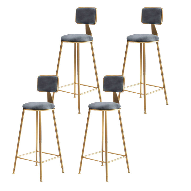 Glam Backrest Armless Counter Stool Iron Cafe Bar Stool with Suede Cushion Gray 4 Piece Set Counter Stool(26"H) Clearhalo 'Bar Furniture' 'Bar Stools' 'bar_stools' 'furn' 'furn_bar_stools' 'furniture_bar_stools' 'Kitchen & Dining Furniture' 'kitchen&dining_furn' 'kitchen' 'kitchen_furn' Furniture' 4185082