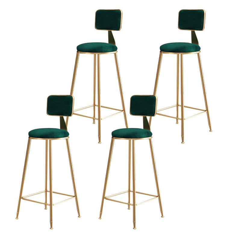 Glam Backrest Armless Counter Stool Iron Cafe Bar Stool with Suede Cushion Green 4 Piece Set Bar Stool(30"H) Clearhalo 'Bar Furniture' 'Bar Stools' 'bar_stools' 'furn' 'furn_bar_stools' 'furniture_bar_stools' 'Kitchen & Dining Furniture' 'kitchen&dining_furn' 'kitchen' 'kitchen_furn' Furniture' 4185086
