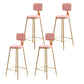 Glam Backrest Armless Counter Stool Iron Cafe Bar Stool with Suede Cushion Pink 4 Piece Set Bar Stool(30"H) Clearhalo 'Bar Furniture' 'Bar Stools' 'bar_stools' 'furn' 'furn_bar_stools' 'furniture_bar_stools' 'Kitchen & Dining Furniture' 'kitchen&dining_furn' 'kitchen' 'kitchen_furn' Furniture' 4185088