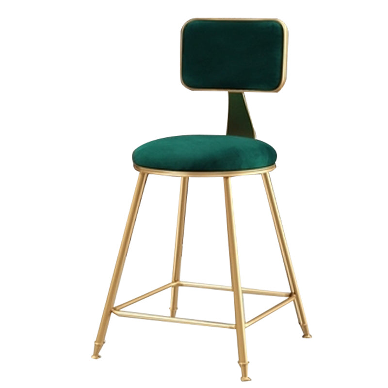 Glam Backrest Armless Counter Stool Iron Cafe Bar Stool with Suede Cushion Green 1 Piece Short Stool(18"H) Clearhalo 'Bar Furniture' 'Bar Stools' 'bar_stools' 'furn' 'furn_bar_stools' 'furniture_bar_stools' 'Kitchen & Dining Furniture' 'kitchen&dining_furn' 'kitchen' 'kitchen_furn' Furniture' 4185090