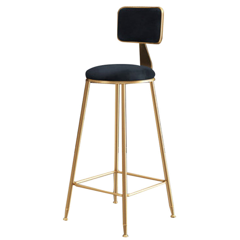 Glam Backrest Armless Counter Stool Iron Cafe Bar Stool with Suede Cushion Black 1 Piece Counter Stool(26"H) Clearhalo 'Bar Furniture' 'Bar Stools' 'bar_stools' 'furn' 'furn_bar_stools' 'furniture_bar_stools' 'Kitchen & Dining Furniture' 'kitchen&dining_furn' 'kitchen' 'kitchen_furn' Furniture' 4185092