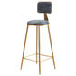 Glam Backrest Armless Counter Stool Iron Cafe Bar Stool with Suede Cushion Gray 1 Piece Counter Stool(26"H) Clearhalo 'Bar Furniture' 'Bar Stools' 'bar_stools' 'furn' 'furn_bar_stools' 'furniture_bar_stools' 'Kitchen & Dining Furniture' 'kitchen&dining_furn' 'kitchen' 'kitchen_furn' Furniture' 4185093