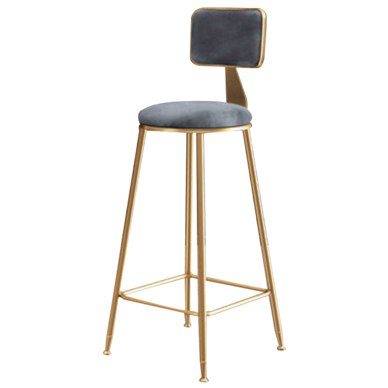 Glam Backrest Armless Counter Stool Iron Cafe Bar Stool with Suede Cushion Gray 1 Piece Counter Stool(26"H) Clearhalo 'Bar Furniture' 'Bar Stools' 'bar_stools' 'furn' 'furn_bar_stools' 'furniture_bar_stools' 'Kitchen & Dining Furniture' 'kitchen&dining_furn' 'kitchen' 'kitchen_furn' Furniture' 4185093