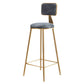Glam Backrest Armless Counter Stool Iron Cafe Bar Stool with Suede Cushion Gray 1 Piece Bar Stool(30"H) Clearhalo 'Bar Furniture' 'Bar Stools' 'bar_stools' 'furn' 'furn_bar_stools' 'furniture_bar_stools' 'Kitchen & Dining Furniture' 'kitchen&dining_furn' 'kitchen' 'kitchen_furn' Furniture' 4185094