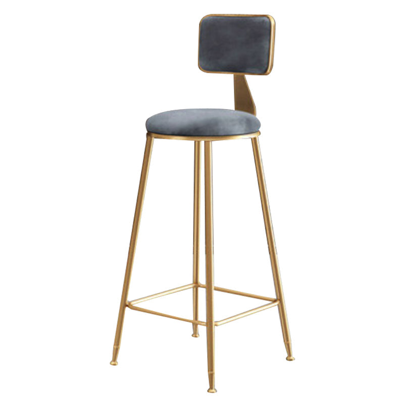 Glam Backrest Armless Counter Stool Iron Cafe Bar Stool with Suede Cushion Gray 1 Piece Bar Stool(30"H) Clearhalo 'Bar Furniture' 'Bar Stools' 'bar_stools' 'furn' 'furn_bar_stools' 'furniture_bar_stools' 'Kitchen & Dining Furniture' 'kitchen&dining_furn' 'kitchen' 'kitchen_furn' Furniture' 4185094