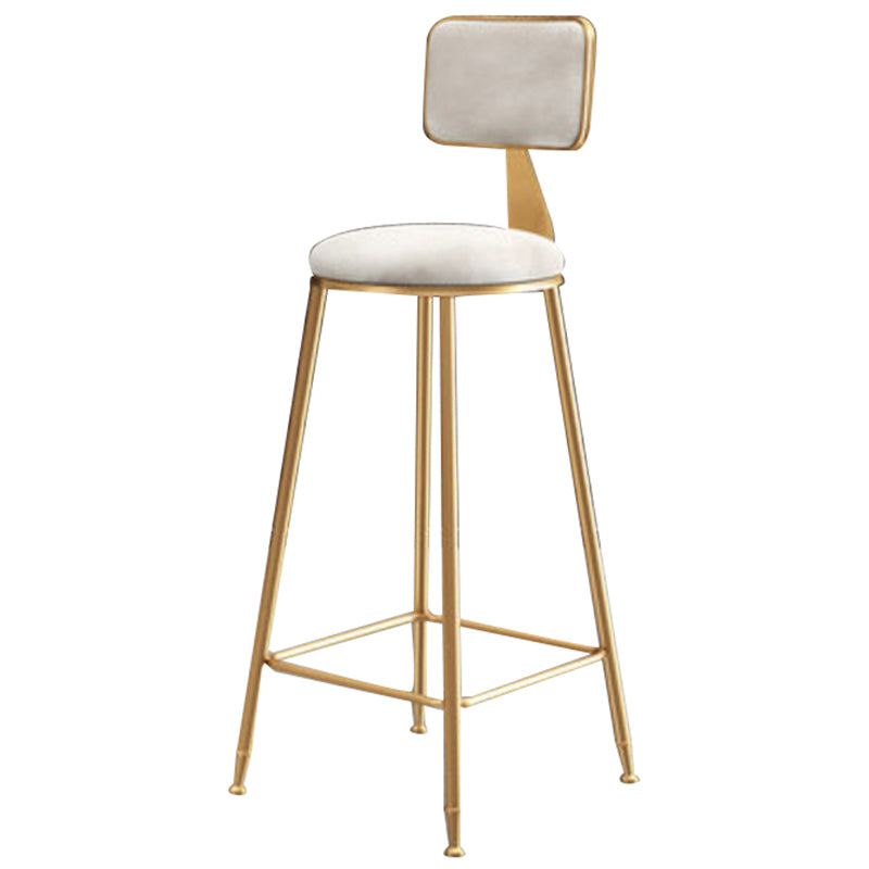 Glam Backrest Armless Counter Stool Iron Cafe Bar Stool with Suede Cushion White 1 Piece Bar Stool(30"H) Clearhalo 'Bar Furniture' 'Bar Stools' 'bar_stools' 'furn' 'furn_bar_stools' 'furniture_bar_stools' 'Kitchen & Dining Furniture' 'kitchen&dining_furn' 'kitchen' 'kitchen_furn' Furniture' 4185096