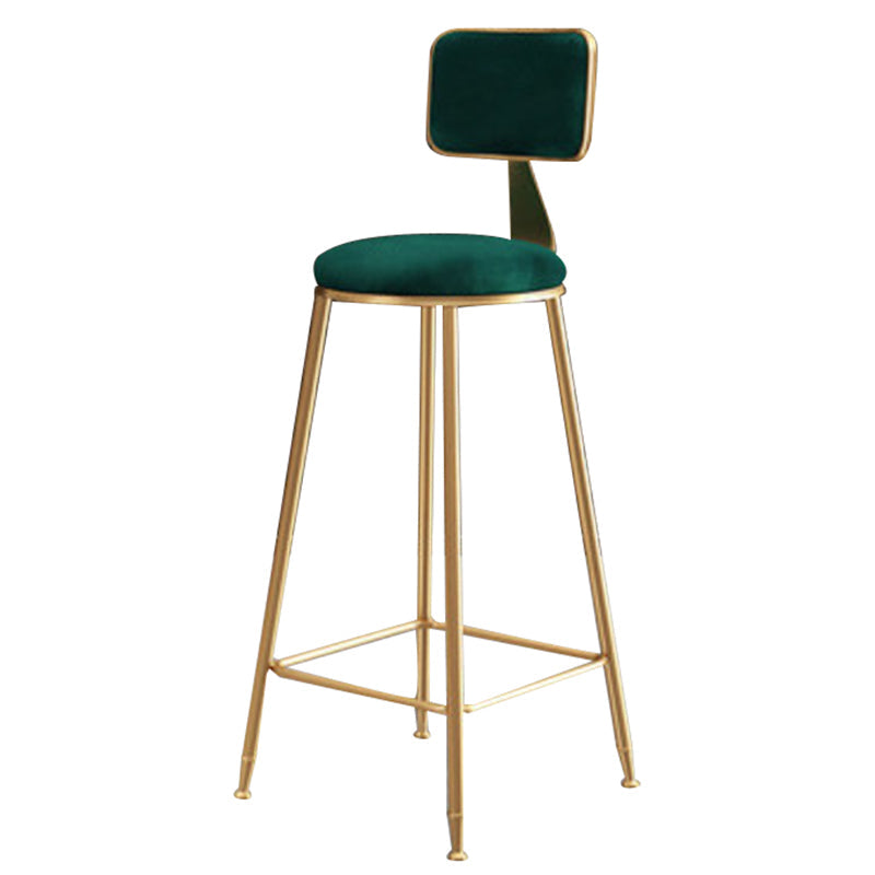 Glam Backrest Armless Counter Stool Iron Cafe Bar Stool with Suede Cushion Green 1 Piece Bar Stool(30"H) Clearhalo 'Bar Furniture' 'Bar Stools' 'bar_stools' 'furn' 'furn_bar_stools' 'furniture_bar_stools' 'Kitchen & Dining Furniture' 'kitchen&dining_furn' 'kitchen' 'kitchen_furn' Furniture' 4185097