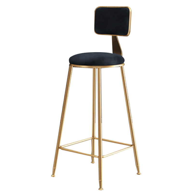 Glam Backrest Armless Counter Stool Iron Cafe Bar Stool with Suede Cushion Black 1 Piece Bar Stool(30"H) Clearhalo 'Bar Furniture' 'Bar Stools' 'bar_stools' 'furn' 'furn_bar_stools' 'furniture_bar_stools' 'Kitchen & Dining Furniture' 'kitchen&dining_furn' 'kitchen' 'kitchen_furn' Furniture' 4185098