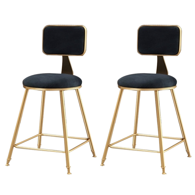 Glam Backrest Armless Counter Stool Iron Cafe Bar Stool with Suede Cushion Black 2 Piece Set Short Stool(18"H) Clearhalo 'Bar Furniture' 'Bar Stools' 'bar_stools' 'furn' 'furn_bar_stools' 'furniture_bar_stools' 'Kitchen & Dining Furniture' 'kitchen&dining_furn' 'kitchen' 'kitchen_furn' Furniture' 4185101