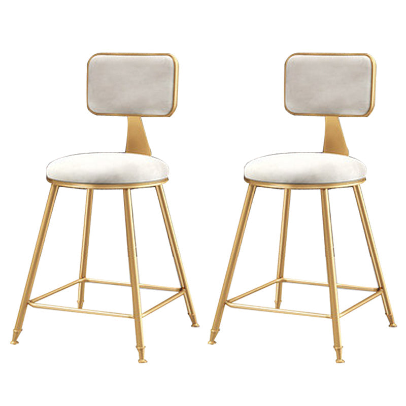 Glam Backrest Armless Counter Stool Iron Cafe Bar Stool with Suede Cushion White 2 Piece Set Short Stool(18"H) Clearhalo 'Bar Furniture' 'Bar Stools' 'bar_stools' 'furn' 'furn_bar_stools' 'furniture_bar_stools' 'Kitchen & Dining Furniture' 'kitchen&dining_furn' 'kitchen' 'kitchen_furn' Furniture' 4185103