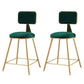 Glam Backrest Armless Counter Stool Iron Cafe Bar Stool with Suede Cushion Green 2 Piece Set Short Stool(18"H) Clearhalo 'Bar Furniture' 'Bar Stools' 'bar_stools' 'furn' 'furn_bar_stools' 'furniture_bar_stools' 'Kitchen & Dining Furniture' 'kitchen&dining_furn' 'kitchen' 'kitchen_furn' Furniture' 4185104
