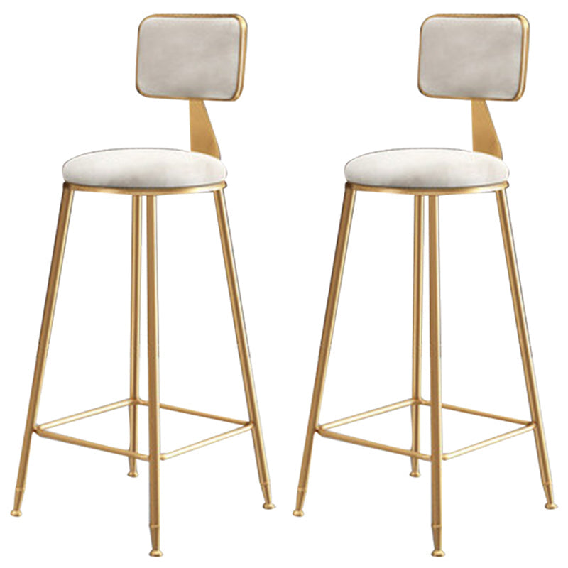 Glam Backrest Armless Counter Stool Iron Cafe Bar Stool with Suede Cushion White 2 Piece Set Clearhalo 'Bar Furniture' 'Bar Stools' 'bar_stools' 'furn' 'furn_bar_stools' 'furniture_bar_stools' 'Kitchen & Dining Furniture' 'kitchen&dining_furn' 'kitchen' 'kitchen_furn' Furniture' 4185107