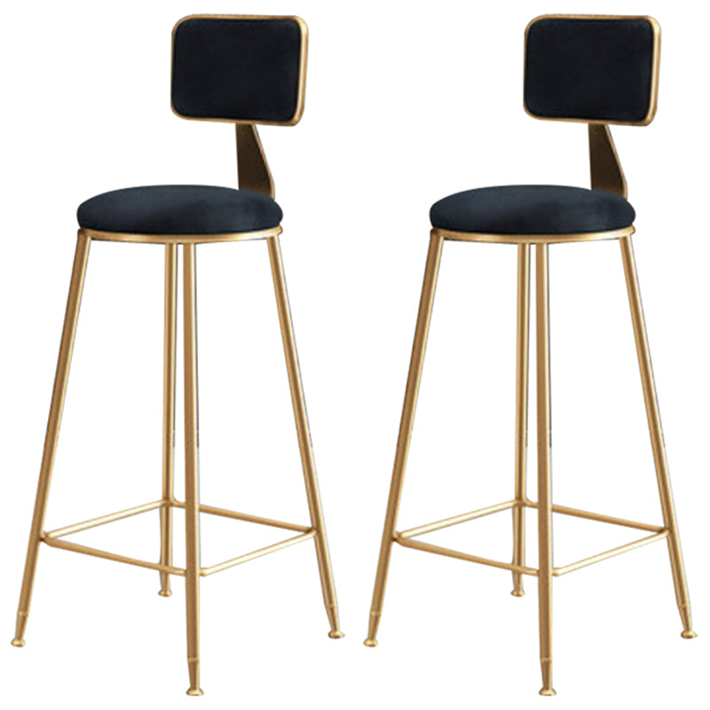 Glam Backrest Armless Counter Stool Iron Cafe Bar Stool with Suede Cushion Black 2 Piece Set Clearhalo 'Bar Furniture' 'Bar Stools' 'bar_stools' 'furn' 'furn_bar_stools' 'furniture_bar_stools' 'Kitchen & Dining Furniture' 'kitchen&dining_furn' 'kitchen' 'kitchen_furn' Furniture' 4185109