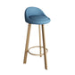 32.5" Fabric Indoor Bar Stools Contemporary Bar Height Barstool Blue Wood 1 Piece Clearhalo 'Bar Furniture' 'Bar Stools' 'bar_stools' 'furn' 'furn_bar_stools' 'furniture_bar_stools' 'Kitchen & Dining Furniture' 'kitchen&dining_furn' 'kitchen' 'kitchen_furn' Furniture' 4185133