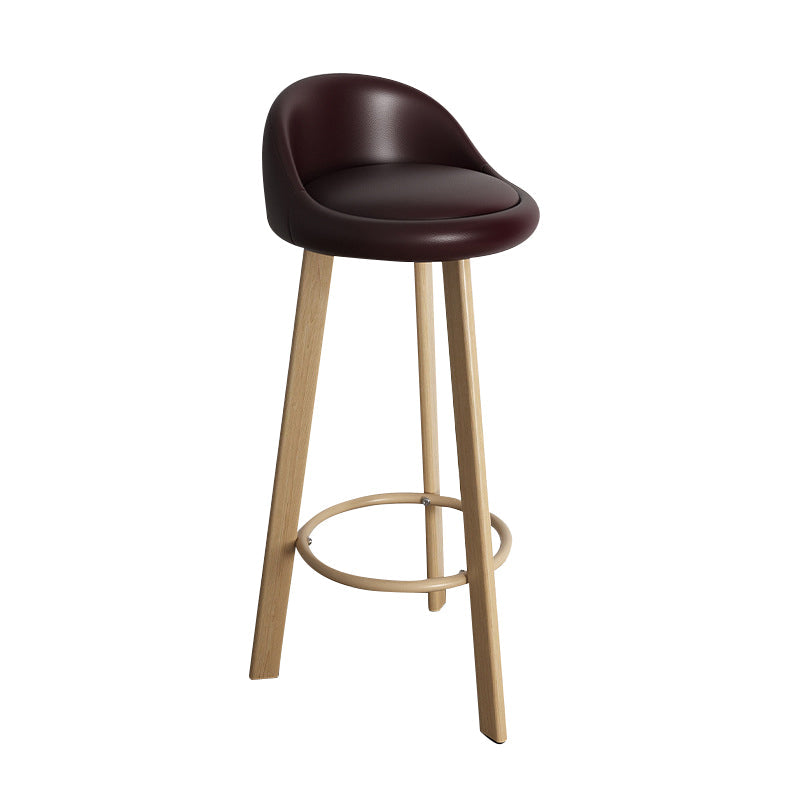 32.5" Fabric Indoor Bar Stools Contemporary Bar Height Barstool Dark Brown Wood 1 Piece Clearhalo 'Bar Furniture' 'Bar Stools' 'bar_stools' 'furn' 'furn_bar_stools' 'furniture_bar_stools' 'Kitchen & Dining Furniture' 'kitchen&dining_furn' 'kitchen' 'kitchen_furn' Furniture' 4185135