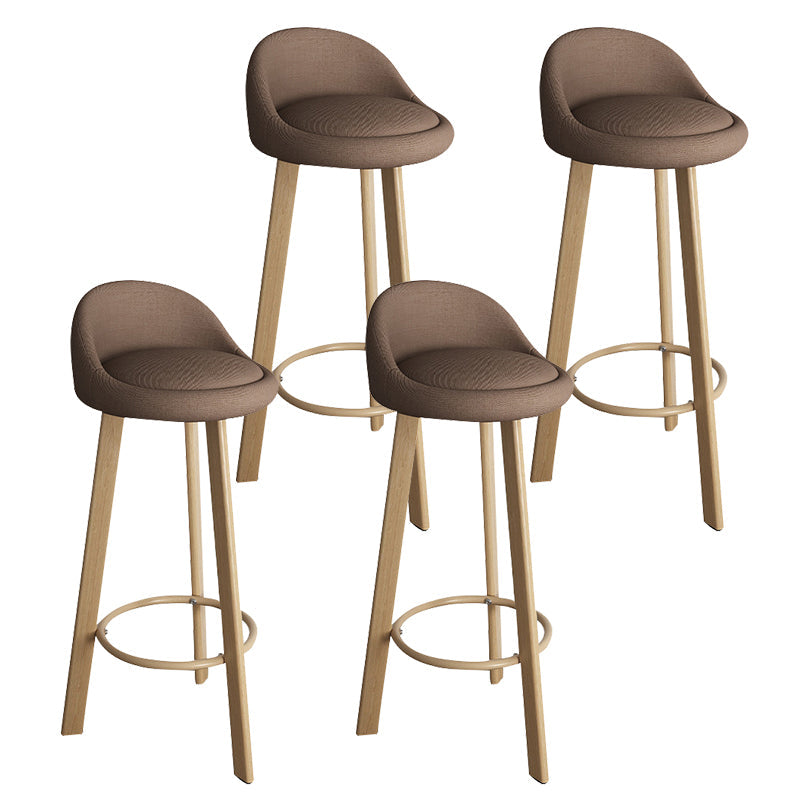 32.5" Fabric Indoor Bar Stools Contemporary Bar Height Barstool Brown Wood 4 Piece Set Clearhalo 'Bar Furniture' 'Bar Stools' 'bar_stools' 'furn' 'furn_bar_stools' 'furniture_bar_stools' 'Kitchen & Dining Furniture' 'kitchen&dining_furn' 'kitchen' 'kitchen_furn' Furniture' 4185139