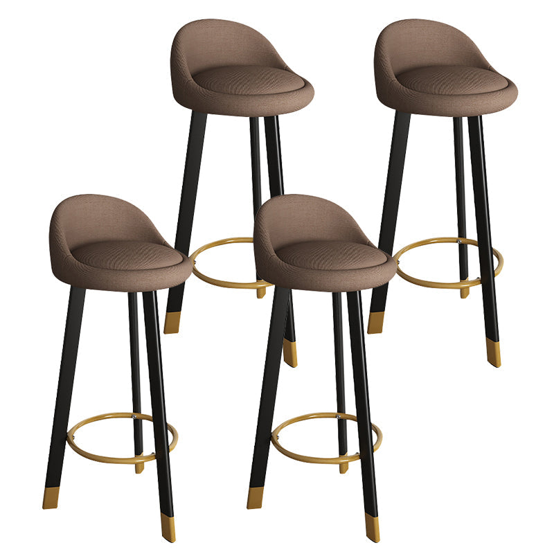 32.5" Fabric Indoor Bar Stools Contemporary Bar Height Barstool Brown Black 4 Piece Set Clearhalo 'Bar Furniture' 'Bar Stools' 'bar_stools' 'furn' 'furn_bar_stools' 'furniture_bar_stools' 'Kitchen & Dining Furniture' 'kitchen&dining_furn' 'kitchen' 'kitchen_furn' Furniture' 4185140