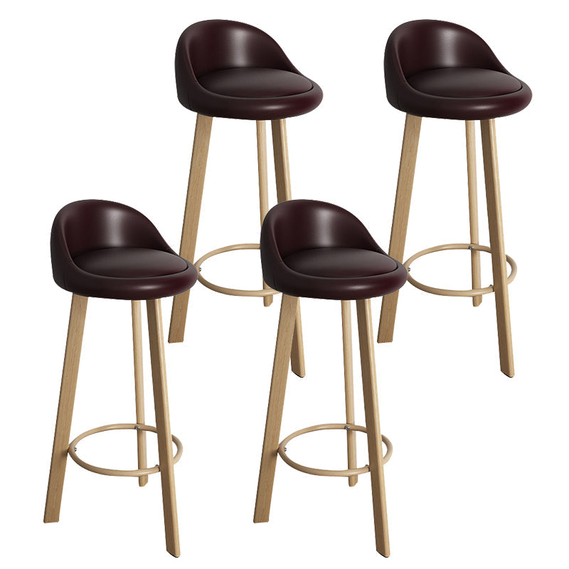 32.5" Fabric Indoor Bar Stools Contemporary Bar Height Barstool Dark Brown Wood 4 Piece Set Clearhalo 'Bar Furniture' 'Bar Stools' 'bar_stools' 'furn' 'furn_bar_stools' 'furniture_bar_stools' 'Kitchen & Dining Furniture' 'kitchen&dining_furn' 'kitchen' 'kitchen_furn' Furniture' 4185142