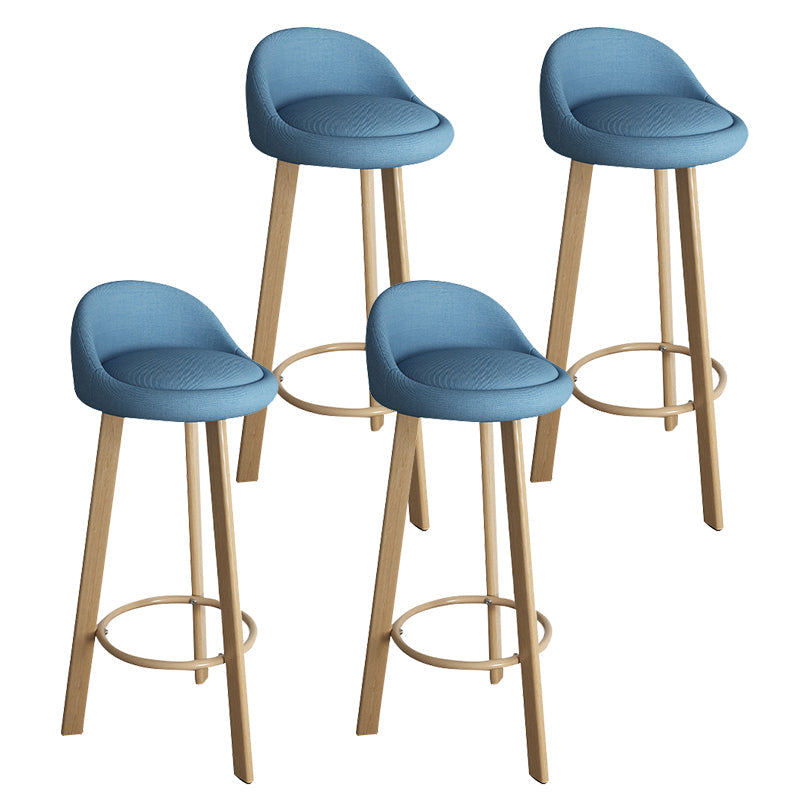 32.5" Fabric Indoor Bar Stools Contemporary Bar Height Barstool Blue Wood 4 Piece Set Clearhalo 'Bar Furniture' 'Bar Stools' 'bar_stools' 'furn' 'furn_bar_stools' 'furniture_bar_stools' 'Kitchen & Dining Furniture' 'kitchen&dining_furn' 'kitchen' 'kitchen_furn' Furniture' 4185144