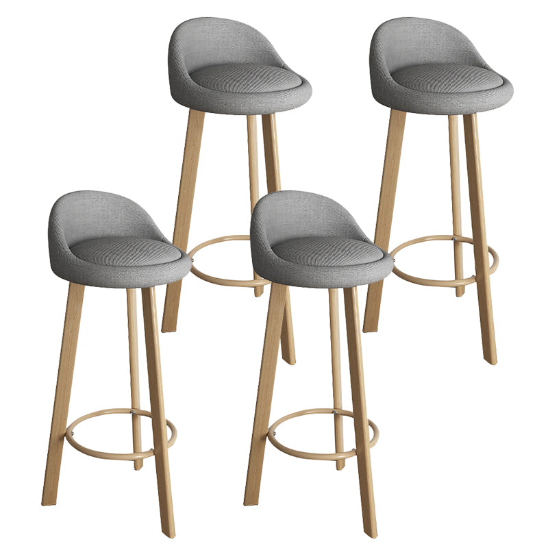 32.5" Fabric Indoor Bar Stools Contemporary Bar Height Barstool Grey Wood 4 Piece Set Clearhalo 'Bar Furniture' 'Bar Stools' 'bar_stools' 'furn' 'furn_bar_stools' 'furniture_bar_stools' 'Kitchen & Dining Furniture' 'kitchen&dining_furn' 'kitchen' 'kitchen_furn' Furniture' 4185146